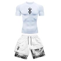 Conjunto de Ginástica Masculino com Compressão 3D - Manga Curta e Shorts