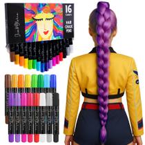 Conjunto de giz de cabelo Jim & Gloria 16 tinturas laváveis sem pó para meninas