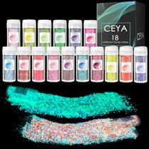 Conjunto de glitter Ceya Glow in The Dark 18 cores 180g para artesanato
