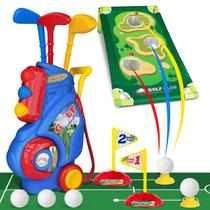 Conjunto de golfe infantil Jovizo para meninos e meninas de 2 a 5 anos com carrinho e tapete Conjunto de golfe infantil Jovizo para meninos e meninas de 2 a 5 anos com carrinho e tapete