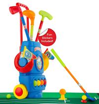 Conjunto de golfe ToyVelt Toddler Kids com 6 bolas, 4 tacos, tapete e furos Conjunto de golfe ToyVelt Toddler Kids com 6 bolas, 4 tacos, tapete e furos