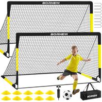 Conjunto de gols de futebol BORNEW Kids de 6 x 4 pés com bola de futebol e acessórios Conjunto de gols de futebol BORNEW Kids de 6 x 4 pés com bola de futebol e acessórios