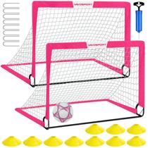 Conjunto de Gols de Futebol Infantil para Quintal - 2 Gols Portáteis de 1,2m x 0,9m, Equipamento de Treinamento, Rede Pop-up para Crianças com Bola de Futebol, Conjunto para Jogos Infantis e Juvenis, Esportes Conjunto de Gols de Futebol Infantil para Quintal - 2 Gols Portáteis de 1,2m x 0,9m, Equipamento de Treinamento, Rede Pop-up para Crianças com Bola de Futebol, Conjunto para Jogos Infantis e Juvenis, Esportes