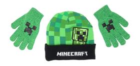 Conjunto de gorro, boné e luvas para crianças Minecraft Creeper