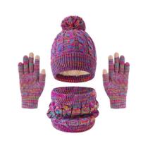 Conjunto De Gorro, Cachecol E Luvas De Inverno Para Crianças, 3 Peças, Para Idades De 3 a 12 Anos,