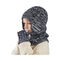 Conjunto De Gorro, Cachecol E Luvas De Inverno Unissex Para Crianças, Gorro De Fleece Com Proteção