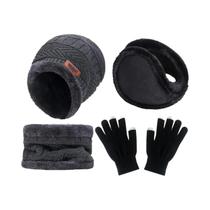 Conjunto De Gorro, Cachecol E Luvas De Veludo Quente Para Homens, Mulheres E Meninas Proteção De