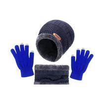Conjunto De Gorro, Cachecol E Luvas De Veludo Quente Para Inverno Para Homens E Mulheres, Gorro De
