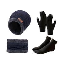 Conjunto De Gorro, Cachecol E Luvas De Veludo Quente Para Inverno Para Homens E Mulheres, Gorro De