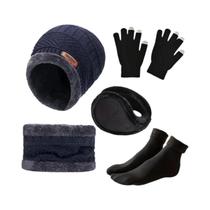 Conjunto De Gorro, Cachecol E Luvas De Veludo Quente Para Inverno Para Homens E Mulheres, Gorro De