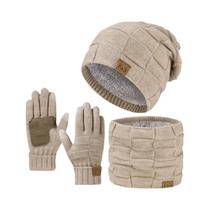 Conjunto De Gorro, Cachecol E Luvas Térmicas Para Homens, 3 Em 1, Chapéu Quente, Cachecol E Luvas