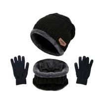 Conjunto De Gorro, Cachecol, Luvas E Protetor De Orelha Unissex Quente E Grosso Para Inverno, Estilo