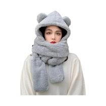 Conjunto De Gorro De Inverno Masculino E Feminino Com Máscara Balaclava E Cachecol Quente Em
