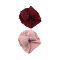 Conjunto De Gorro De Malha Com Laço Para Bebês Meninas E Meninos, Bonito, Cor Sólida, Macio, Gorro