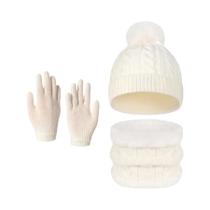 Conjunto De Gorro De Malha, Protetor De Pescoço E Luvas Para Crianças De 3 a 12 Anos, Para Meninos E