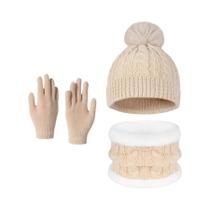 Conjunto De Gorro De Malha, Protetor De Pescoço E Luvas Para Crianças De 3 a 12 Anos, Para Meninos E