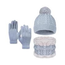 Conjunto De Gorro De Malha, Protetor De Pescoço E Luvas Para Crianças De 3 a 12 Anos, Para Meninos E