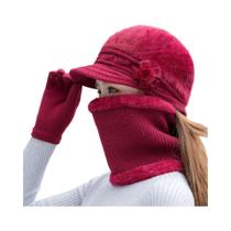 Conjunto De Gorro E Cachecol De Inverno Feminino Com Forro De Pelúcia Falsa, Moda Casual