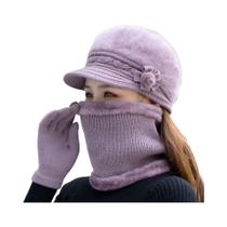 Conjunto De Gorro E Cachecol De Inverno Feminino Com Forro De Pelúcia Falsa, Moda Casual