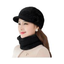 Conjunto De Gorro E Cachecol De Inverno Feminino Com Forro De Pelúcia Falsa, Moda Casual
