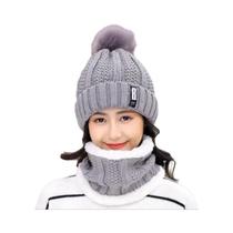 Conjunto De Gorro E Cachecol De Inverno Feminino Tricotado, Quente E Grosso, Para Atividades Ao Ar