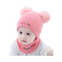 Conjunto De Gorro E Cachecol De Inverno Para Bebês, Meninos E Meninas, Gorro De Malha Com Bola De