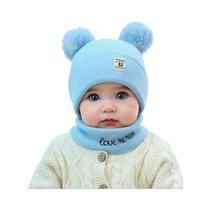 Conjunto De Gorro E Cachecol De Inverno Para Bebês, Meninos E Meninas, Gorro De Malha Com Bola De
