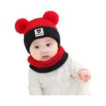 Conjunto De Gorro E Cachecol De Inverno Para Bebês Meninos E Meninas, Gorro De Urso Tricotado Quente