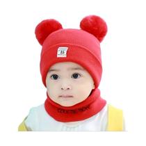 Conjunto De Gorro E Cachecol De Inverno Para Bebês Meninos E Meninas, Gorro Tricotado Com Bola De