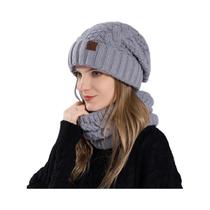 Conjunto De Gorro E Cachecol De Inverno Para Mulheres Com Forro De Fleece Grosso, Proteção Contra O