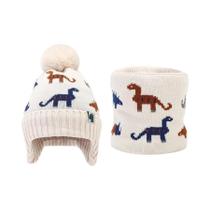 Conjunto De Gorro E Cachecol De Malha Para Crianças, 2 Peças, Para Aquecimento Ao Ar Livre No