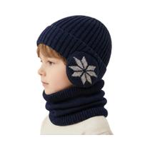 Conjunto De Gorro E Cachecol De Malha Para Crianças, Design De Floco De Neve, Proteção Para Os Conjunto De Gorro E Cachecol De Malha Para Crianças, Design De Floco De Neve, Proteção Para Os