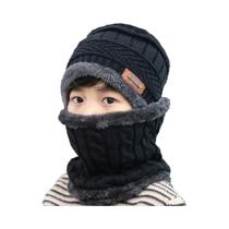Conjunto De Gorro E Cachecol Infantil De Inverno Com Forro De Lã, Gorro Grosso De Lã Quente Para