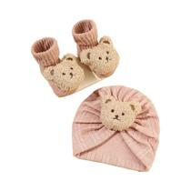 Conjunto De Gorro E Meias De Tricô Quente Para Bebê Menino E Menina, Primavera Outono, Com Desenho Conjunto De Gorro E Meias De Tricô Quente Para Bebê Menino E Menina, Primavera Outono, Com Desenho