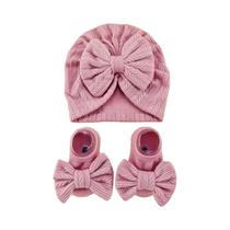 Conjunto De Gorro, Faixa De Cabeça, Luvas E Meias Para Bebês Recém-nascidos, Com Laço Fofo, Gorro