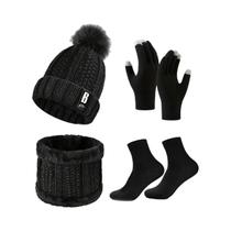 Conjunto De Gorro, Luvas E Cachecol De Inverno Com Forro De Lã Espessa Para Homens E Mulheres Conjunto De Gorro, Luvas E Cachecol De Inverno Com Forro De Lã Espessa Para Homens E Mulheres