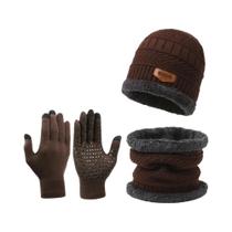 Conjunto De Gorro, Luvas E Cachecol De Inverno Para Homens E Mulheres, Acolchoado, Quente, De Lã