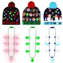 Conjunto de gorros e colares de Natal Blowata Light Up, 6 unidades