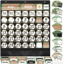 Conjunto de gráficos de bolso com calendário de sala de aula Fulmoon Greenery