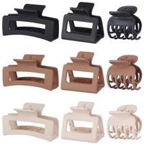 Conjunto de grampos de cabelo CHANDAT Medium Claw para mulheres, 9 peças, marrom Conjunto de grampos de cabelo CHANDAT Medium Claw para mulheres, 9 peças, marrom
