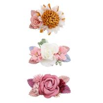 Conjunto de grampos de cabelo Cherrboll, 3 peças de presente floral para bebês e meninas