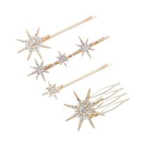Conjunto De Grampos De Cabelo Estrela De Cristal Dourado Com Strass Para Mulheres E Meninas, Conjunto De Grampos De Cabelo Estrela De Cristal Dourado Com Strass Para Mulheres E Meninas,