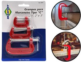 Conjunto De Grampos Sargento Tipo C Para Marceneiro Serralheiro 1 A 3 Polegadas Três Und Brasfort Conjunto De Grampos Sargento Tipo C Para Marceneiro Serralheiro 1 A 3 Polegadas Três Und Brasfort
