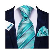Conjunto de Gravata, Abotoaduras e Lenço Azul Claro Xadrez - Para Homem Elegante