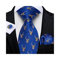 Conjunto De Gravata Azul Esverdeada Masculina Para O Natal Com Lenço De Bolso E Abotoaduras Para
