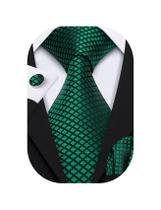 Conjunto de gravata Barry.Wang em tecido de seda verde esmeralda 150 cm Conjunto de gravata Barry.Wang em tecido de seda verde esmeralda 150 cm