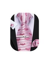Conjunto de gravata Barry.Wang Halloween Bat rosa com clipe