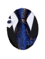 Conjunto de gravata Barry.Wang Paisley de seda 150 cm azul royal Conjunto de gravata Barry.Wang Paisley de seda 150 cm azul royal