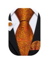 Conjunto de gravata Barry.Wang Paisley em seda de 150 cm de comprimento Conjunto de gravata Barry.Wang Paisley em seda de 150 cm de comprimento
