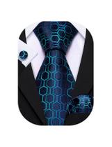 Conjunto de gravata Barry.Wang Silk 150 cm em tecido azul marinho Conjunto de gravata Barry.Wang Silk 150 cm em tecido azul marinho